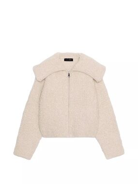 Zara Cream Teddy Faux Shearling Zip Jacket